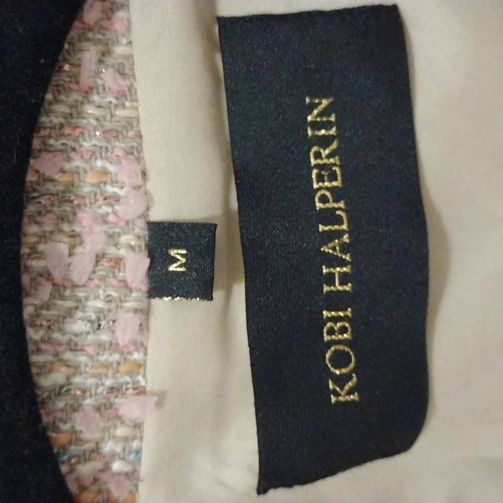 KOBI HALPERIN Fiorellie Fray Tweed Jacket With Chain Trim. Size M - Picture 12 of 16